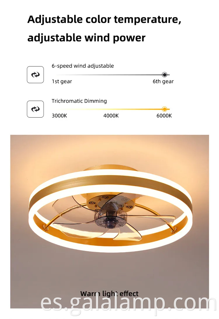 Ventilador de techo acrílico transparente moderno con control remoto